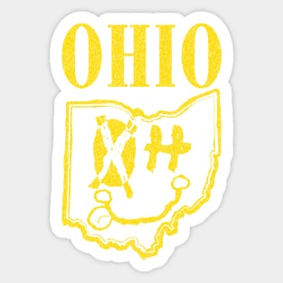 Ohio Grunge Smiling Face Black Background Sticker